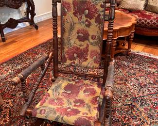 EDWARDIAN ANTIQUE ROCKER WITH "SPRUNG" COIL