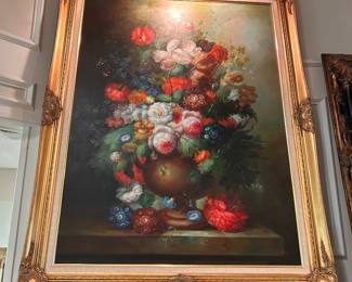 LARGE FRAMED FLORAL WITH LIGHT