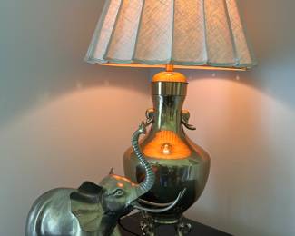 BRASS ELEPHANT AND ELEPHANT BRASS LAMP