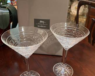 WATERFORD MARTINI GLASSES, WITH BOX