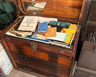 ANTIQUE TOOLMAKERS BOX, FILLED WITH TOOLS