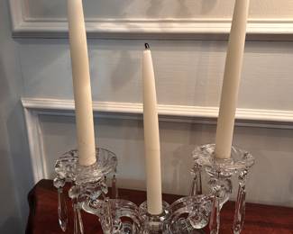 GLASS CANDELABRA, MATCHED SET
