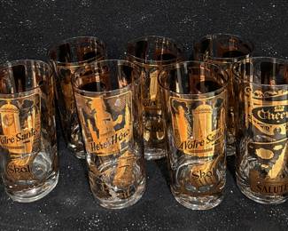 MCM HIGH BALL GLASSES, "CHEERS AROUND THE WORLD" BY FRED PRESS