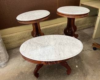 Set of 3 Marble Top Tables