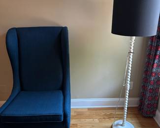 Wing back chairs and floor lamps