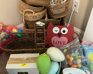 Baskets and holiday decor