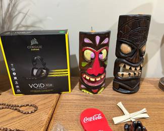 Gaming headphones and hanging masks
