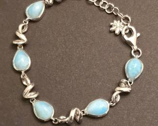 Marahlago Sterling Silver Larimar Earring, Bracelet and Necklace 