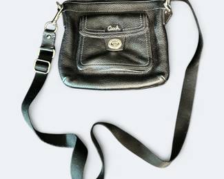 Coach Black Pebbled Leather Crossbody Purse