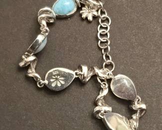 Marahlago Sterling Silver Larimar Earring, Bracelet and Necklace 