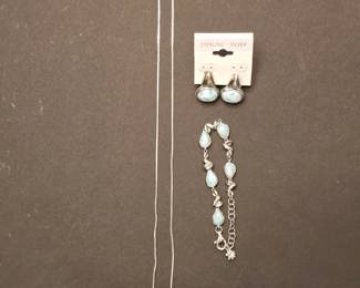 Marahlago Sterling Silver Larimar Earring, Bracelet and Necklace