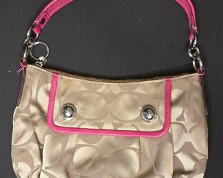 Coach Poppy Crossbody Signature Pink Leather trim