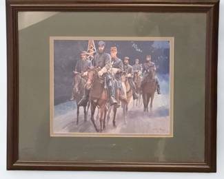 Morton Kunstler Civil War Print " Stonewall Jackson & Staff" Framed