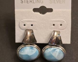 Marahlago Sterling Silver Larimar Earring, Bracelet and Necklace 