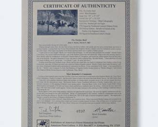 Morton Kunstler Civil War " Fairfax Raid" signed and numbered Lithograph with Certificate of Authenticity