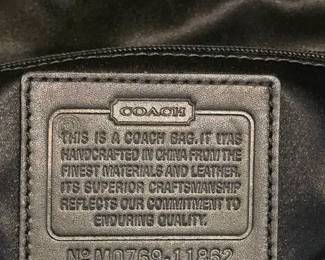 Coach Shoulder Canvas Bag with Diagonal Black Leather