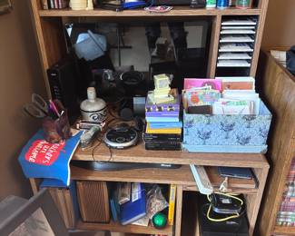 Computer desk & office supplies.