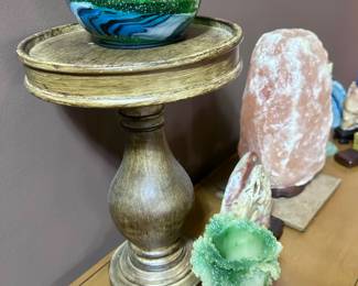 Blue & green glass globe paperweight.