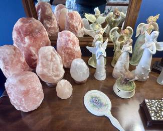 Salt lamps & angels.