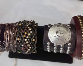 Handmade silver & leather bracelets.