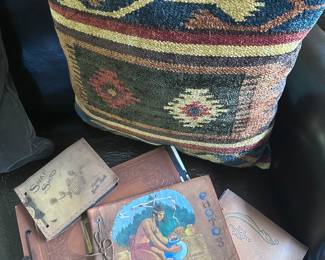 Vintage leather scrapbooks.