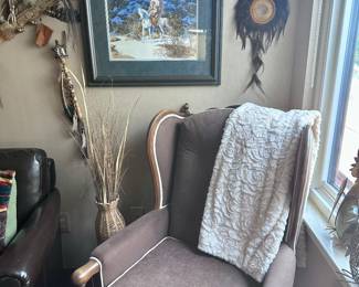 Comfortable wing chair.