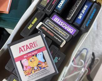 Atari game cartridges.