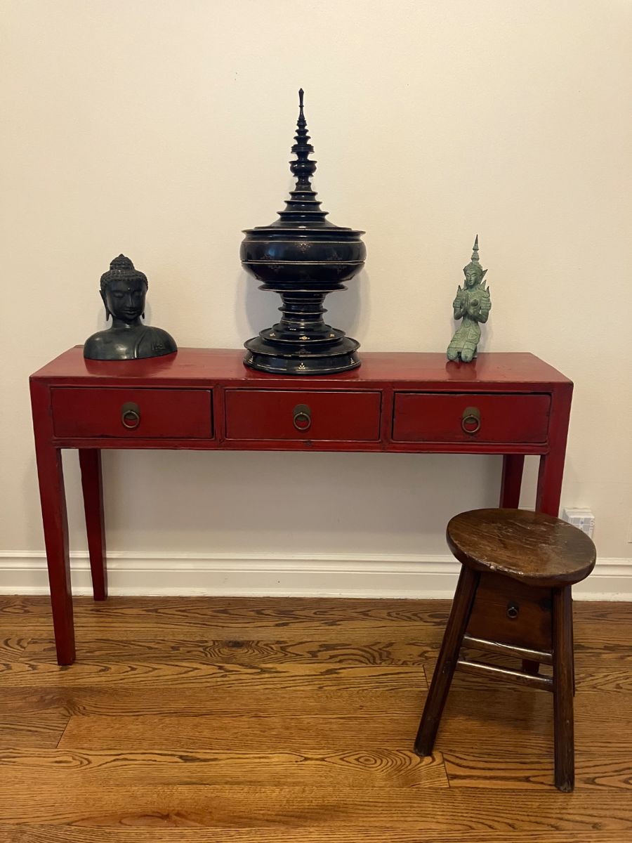 Chinese red lacquer table.