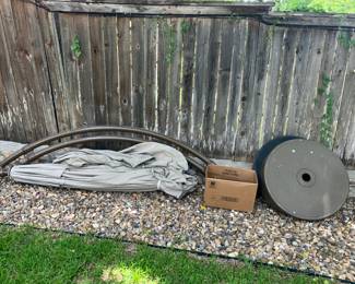 Patio umbrella ready to put up