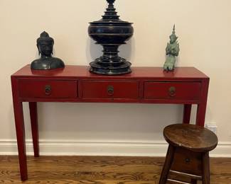 Chinese red lacquer table.