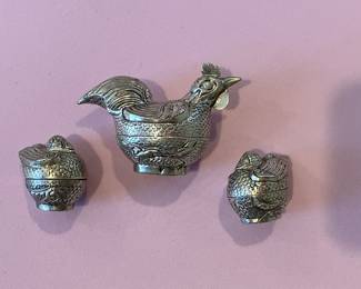 Silver betel nut boxes