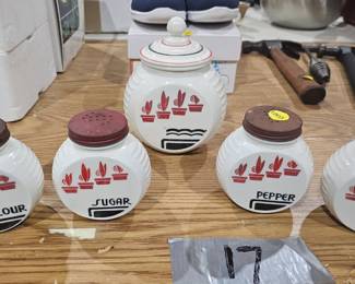 VINTAGE SALT / FLOUR / SUGAR / PEPPER SHAKERS