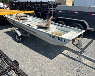 116 FLAT BOTTOM BOAT AND TRAILER