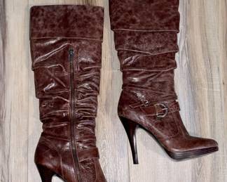 Brown leather boots