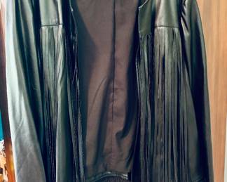 Leather jacket with fringe