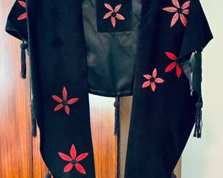 Suede leather embossed shrug