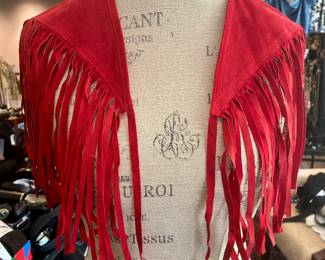 Red suede fringe vest