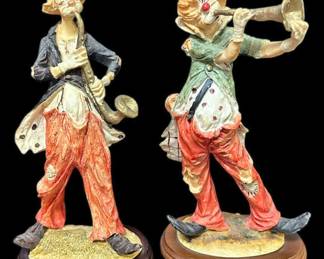 Vintage Resin Clown Music Figurines