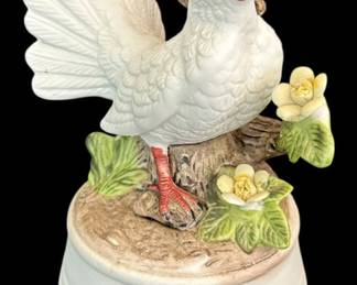 Vintage White Dove Music Box Bisque