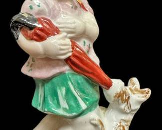 Occupied Japan Girl Dog Figurine