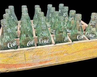 Vintage Wood Coke Bottling Crate Bottles