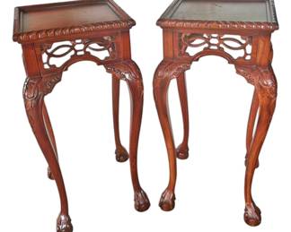 Beautiful Carved Wood Side Tables