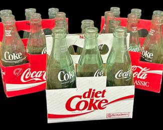 Vintage Glass Coke Bottles in Carriers