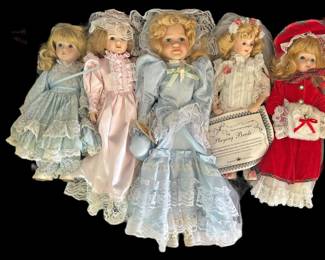 5 Victorian Dress Vintage Porcelain Dolls