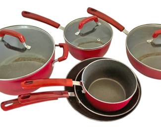 Red Nonstick Pots Pans Set