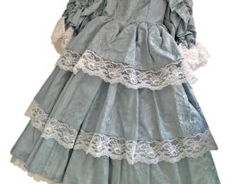 Long Dolls Victorian Gown in Blue Brocade