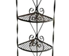 Distressed Wrought Iron Corner Plant Stand
