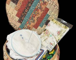 Quilted Basket with Needlepoint Supplies