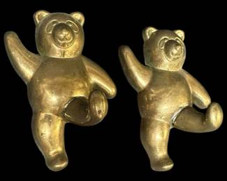Cute Dancing Panda Bear Brass Wall Hooks
