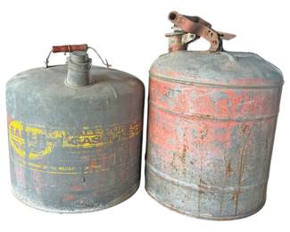 2 Vintage Metal Gas Cans Rustic
